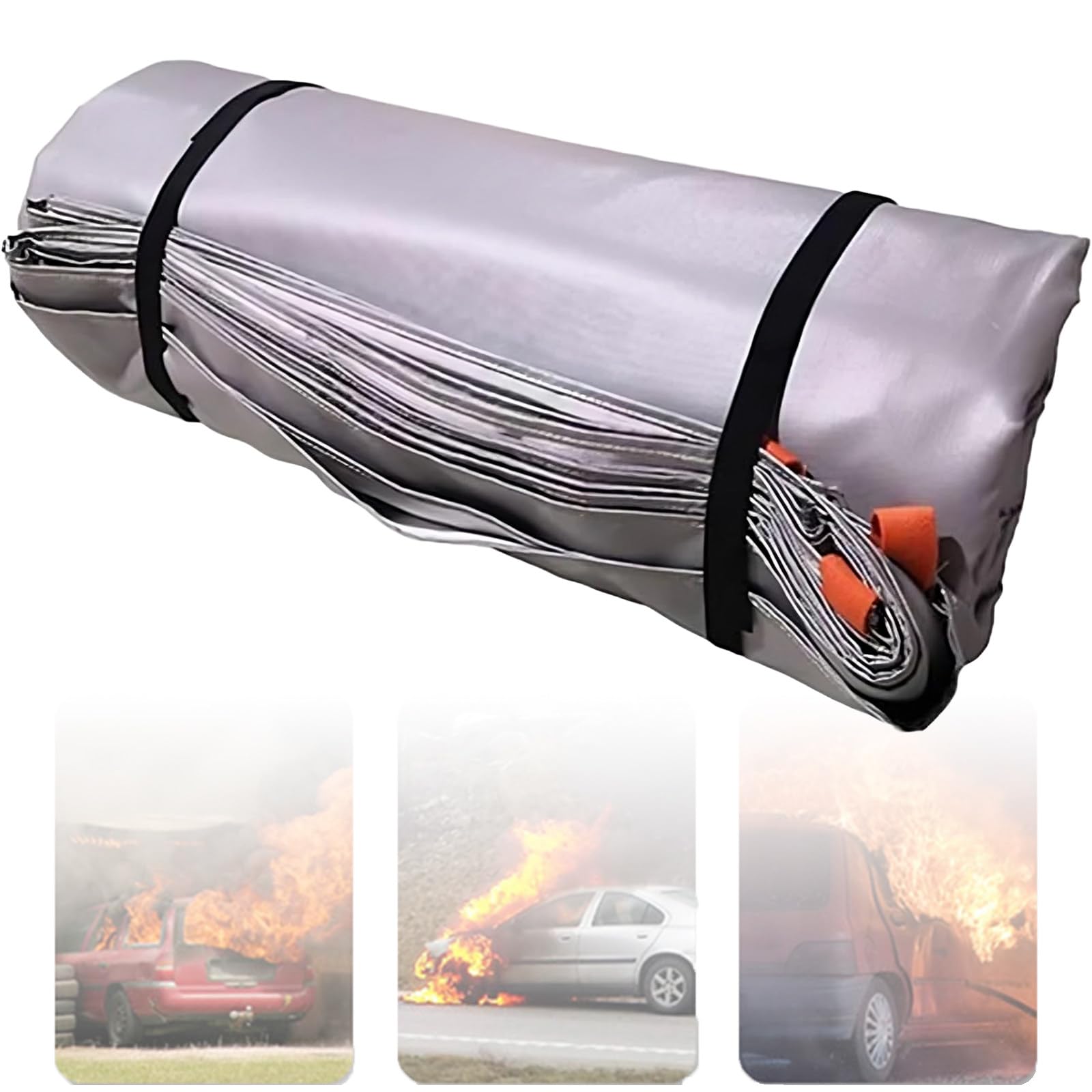 Manta ignífuga de Emergencia para Coche, Manta de Seguridad Reutilizable de Fibra de Vidrio, Aislamiento térmico de Fibra de Vidrio, para emergencias contra Incendios Siliconecloth-3 * 4