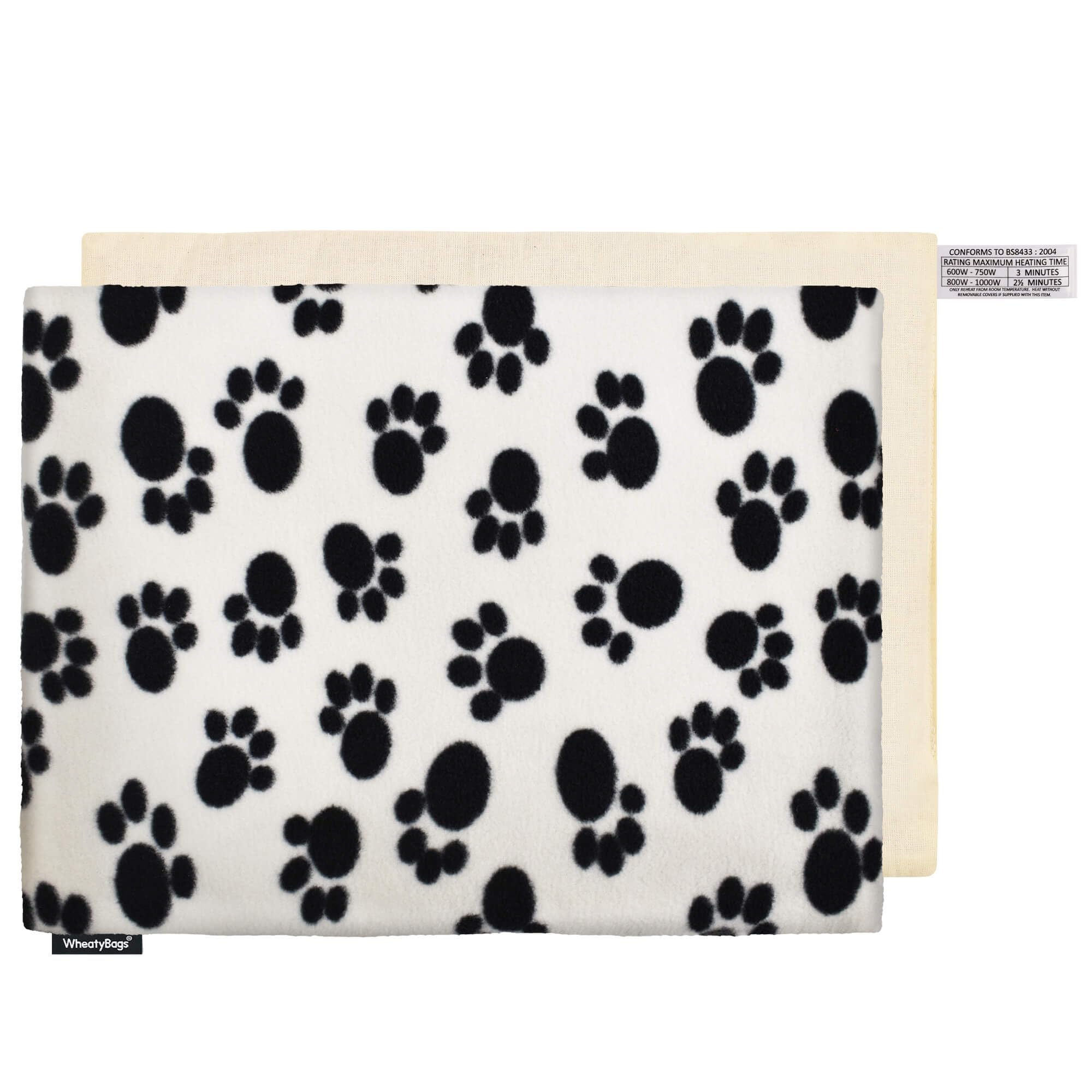 Wheat Bag Pet Heating Pad (40cm x 30cm) - (Fleece Fabric - Paws Print with Removable Cover)