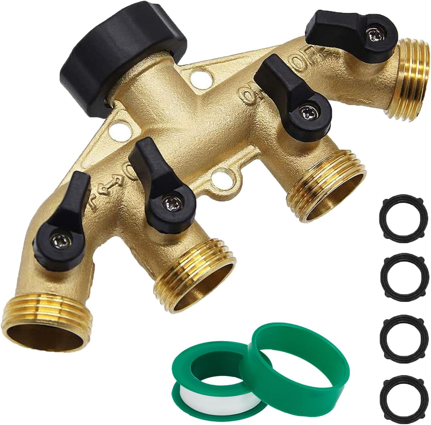 Hose Splitter Full Flow,CUMIZON Brass 2-Way Garden Hose Spliter, Heavy Duty Outdoor Faucet Splitter Hose Connector, All Metal Hose Y Splitter with Big Shut off for Sprinklers and Irrigation Systems