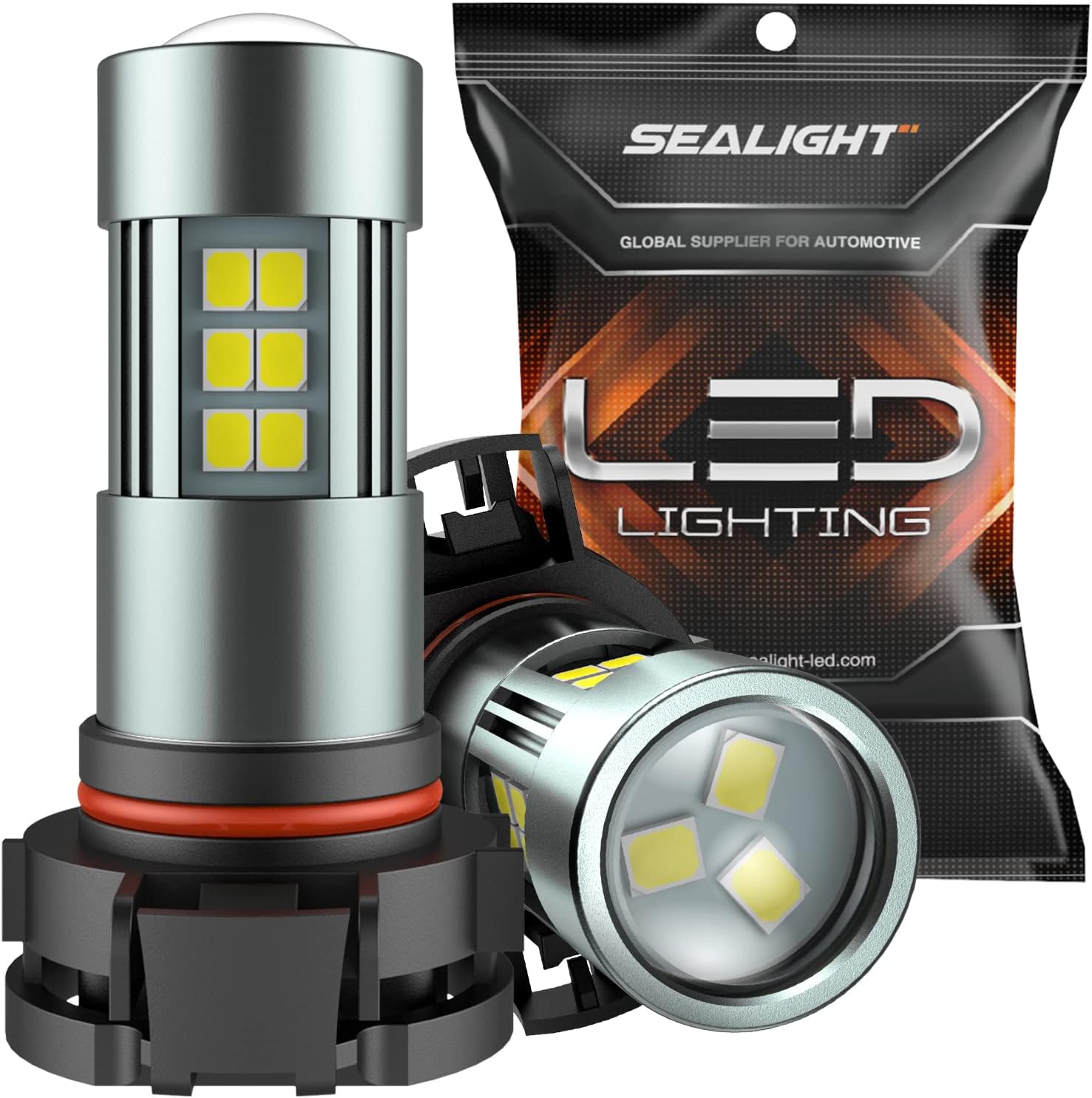SEALIGHT 5202 LED Fog Lights Bulbs 2504/H16 Type 1(European Type, Not for Japan Vehicle)/PSX24W/9009, DOT Approved, Xenon White 6000K, 27 SMD, 1 Yr Warranty (Pack of 2)