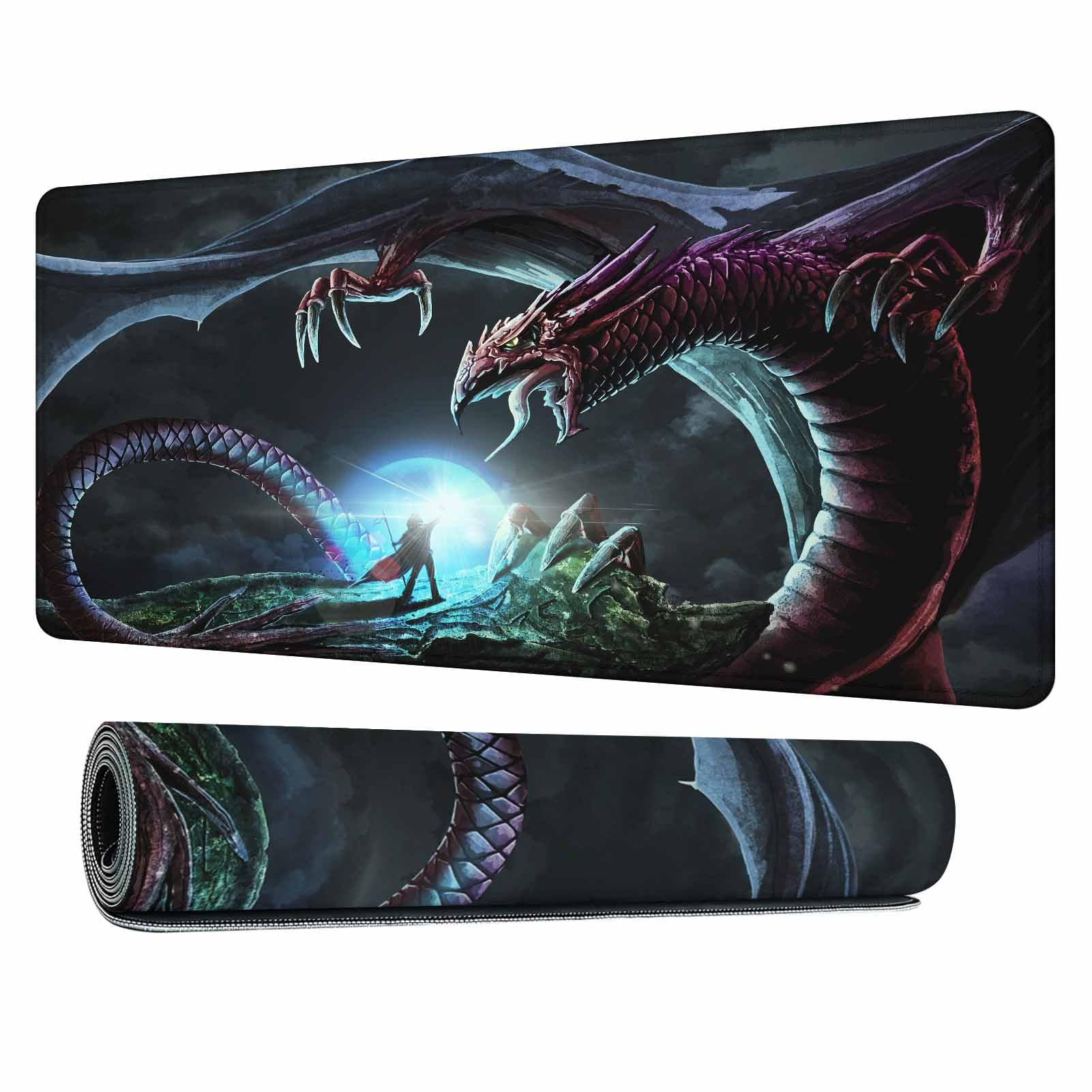 Y YIHANGBEST Wizard and Terrifying Dragon Mouse Pad Keyboard Mat Large Gaming Mousepad for Desk,Computer,Office 35.4"X15.7"