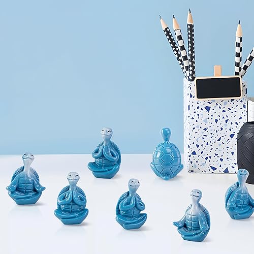 Miniatura 4 de Watayo 24 mini figuras de yoga de meditación de tortuga marina, estatua de resina de tortuga de yoga zen en miniatura, playa costera, pequeñas