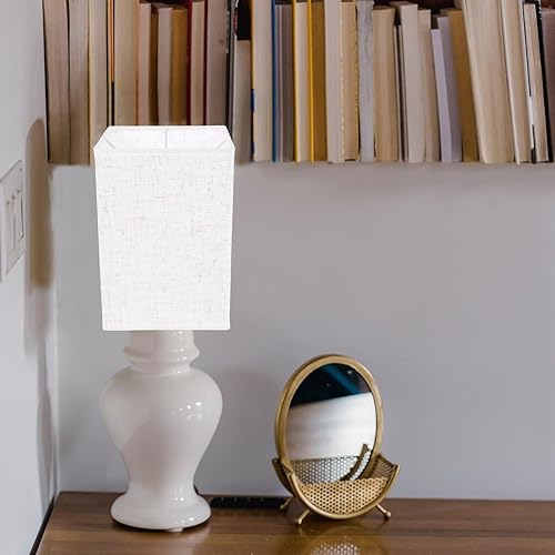 Miniatura 5 de Baluue Pantalla rectangular de lino, pantalla de tela, pantallas de lámpara de araña con clip, cubierta de luz de repuesto para lámpara de mesa,