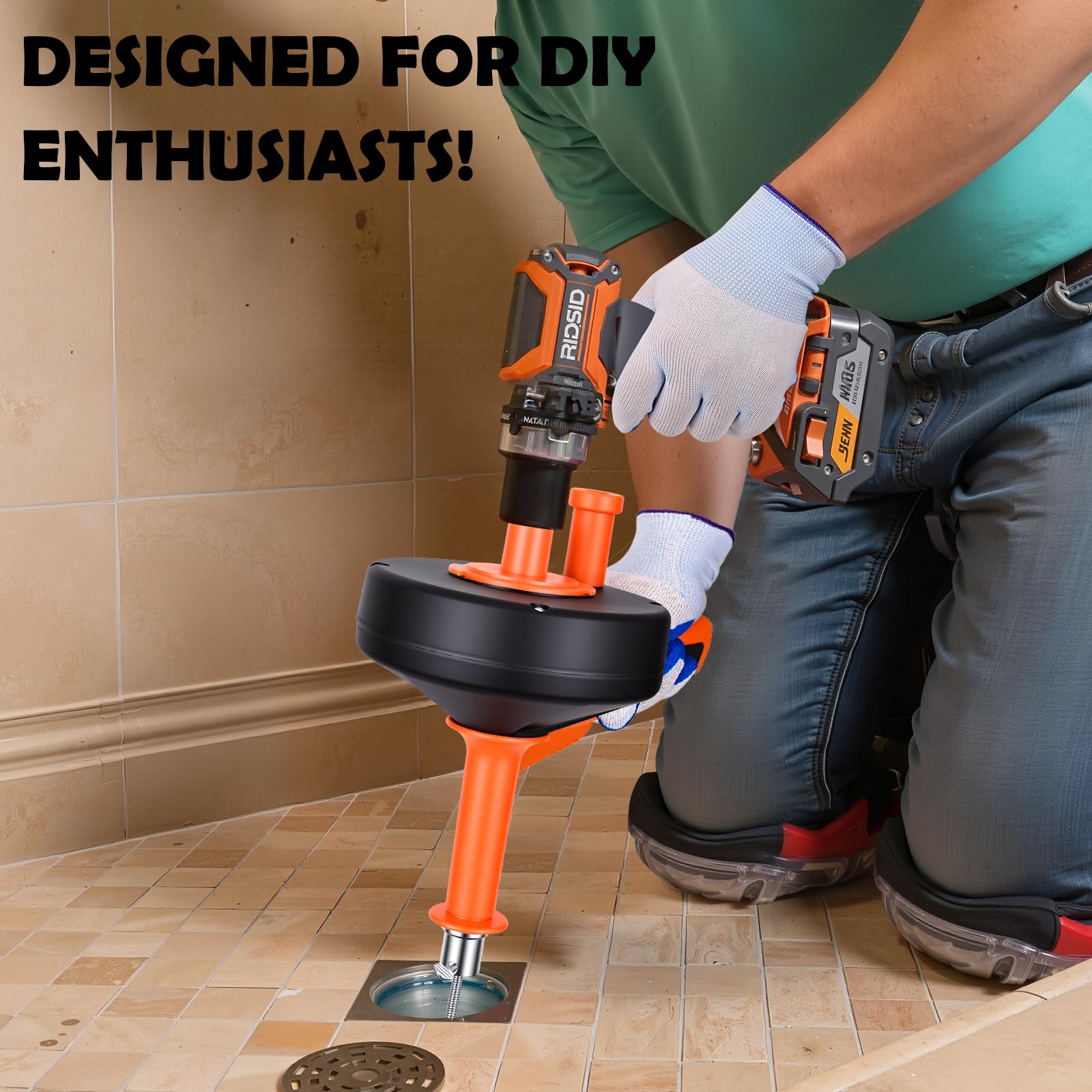 Desatascador Tuberias Profesional, Alambre Desatascador Tuberias 10M, Desatascado Fregadero, Limpia Tuberias con Guantes - Manual & Eléctrico, Desatascador WC para Inodoros Baño Cocina