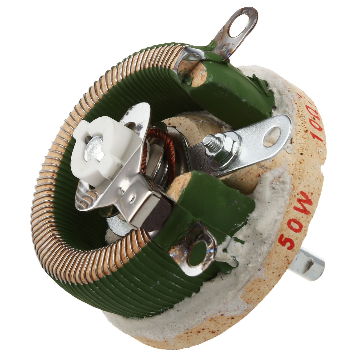 Produktbild von 50W 10 Ohm Keramik-Rheostat – Variabler Widerstand Mit Drehknopf, 160g, Loch 9,5mm, Für Dimmer, Motorsteuerung, Lampen & Pumpen – Robuste Toroidspule