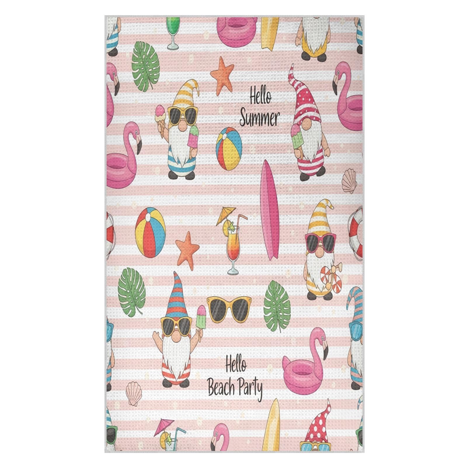 BURSTDDY Summer Gnome Kitchen Towels,Absorbent Dish Towels 1 Pack