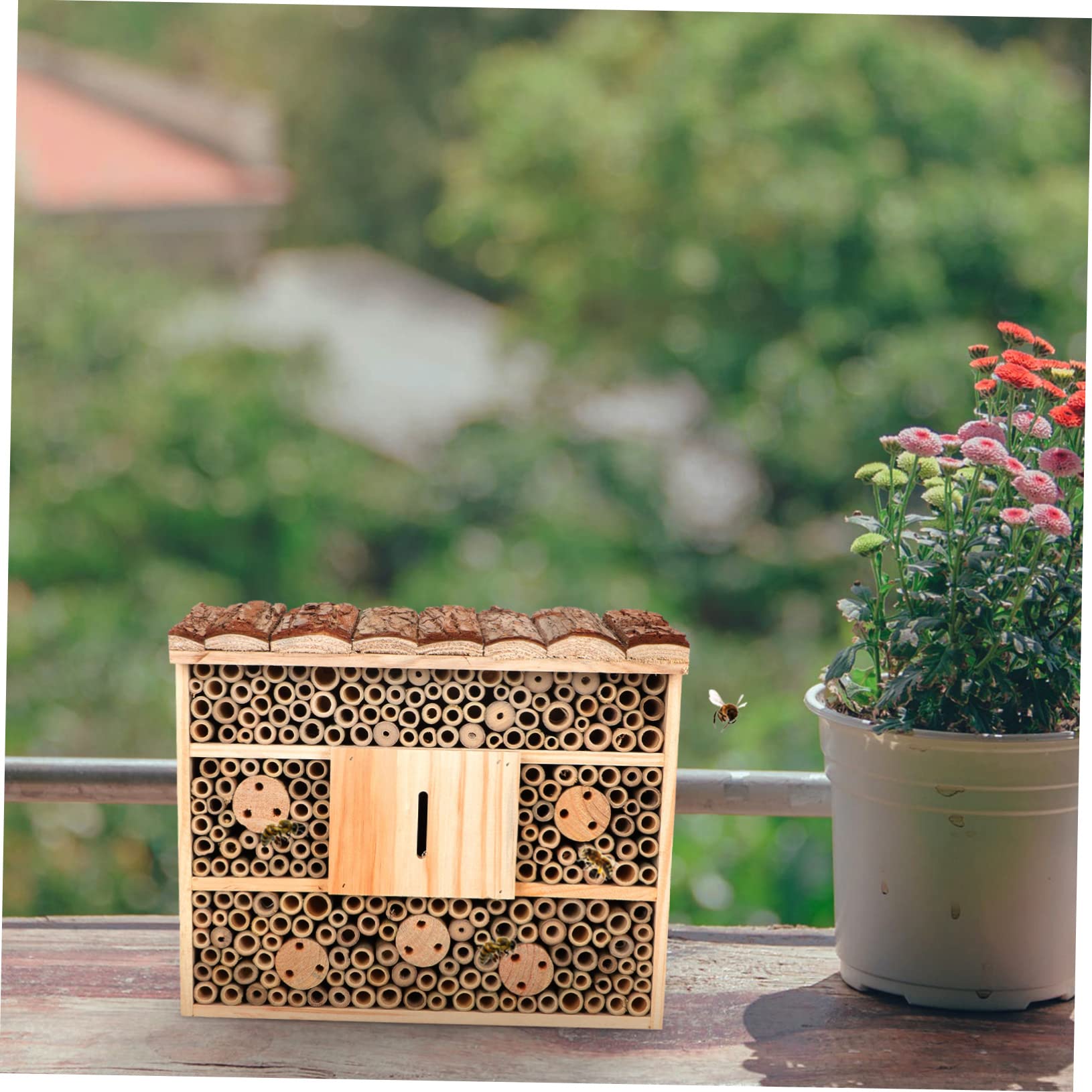 Mikikit Casa De Madera para Casita Insectos y Abejas Cabaña Decorativa Duradera y Ecológica