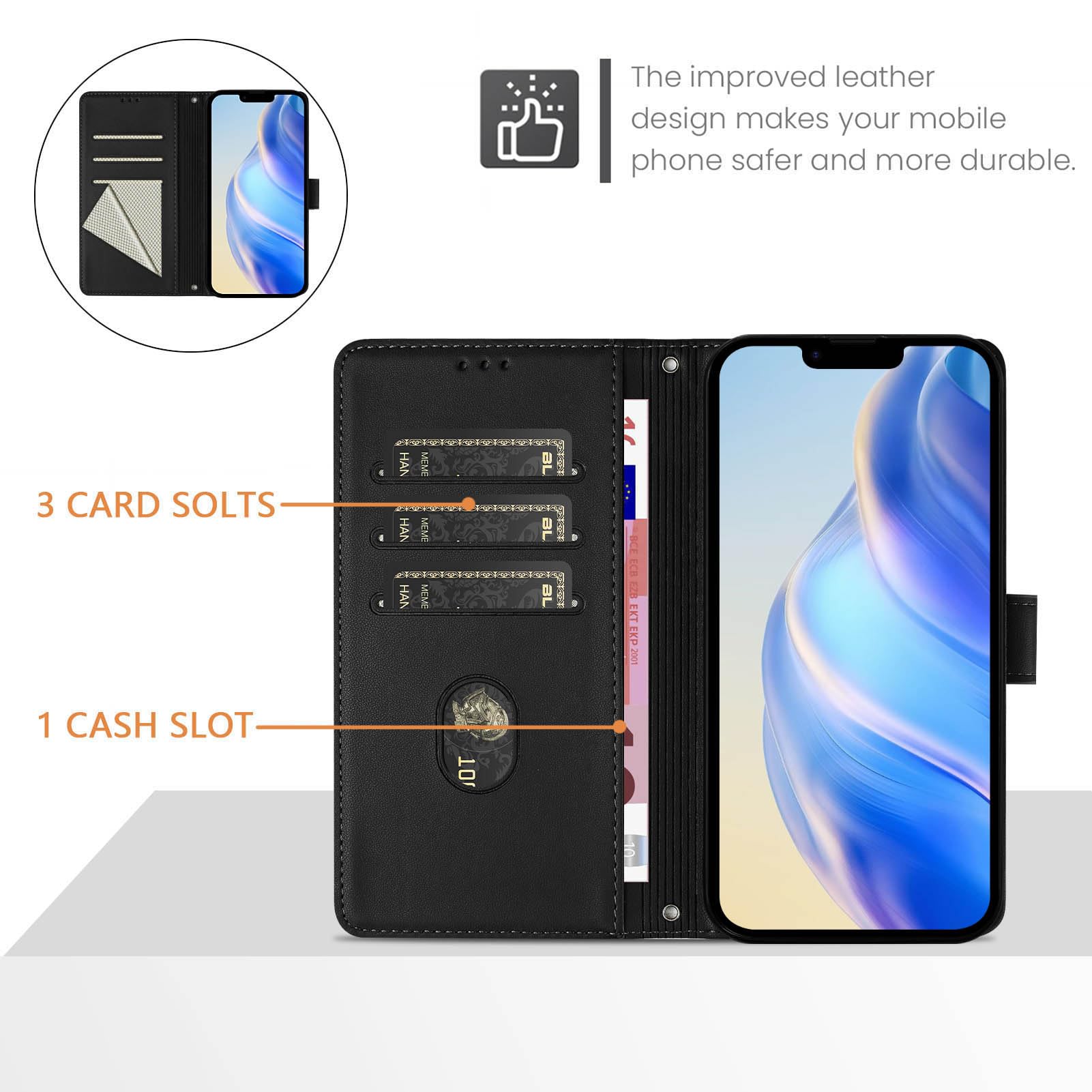 Bojioderf Case Compatible For Oukitel C51 Phone Case Cover PU Leather Kickstand Magnetic Wallet Case CPT45