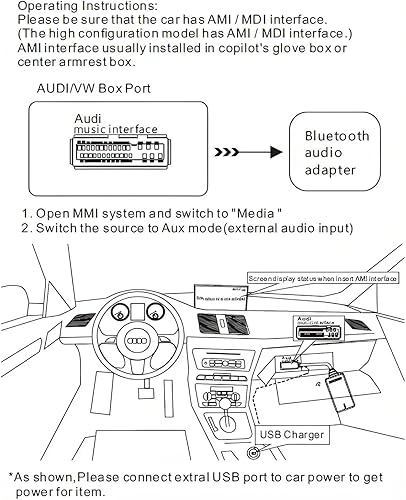 Miniatura 7 de Adaptador Bluetooth 5.0 Receptor de audio para Audi, AMI MMI Bluetooth Kits de coche Cable de interfaz de música, adaptador de cable de interfaz