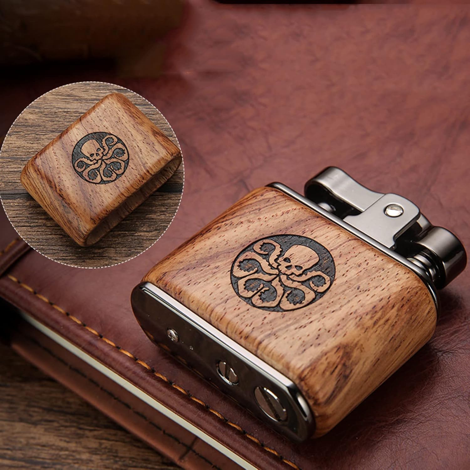 Vintage Antique Lighter with Soft Flame, Kerosene Lighters with Laser Engraved Pipe Lighters Refillable for Smoking BBQ Cooking (not Include Kerosene)