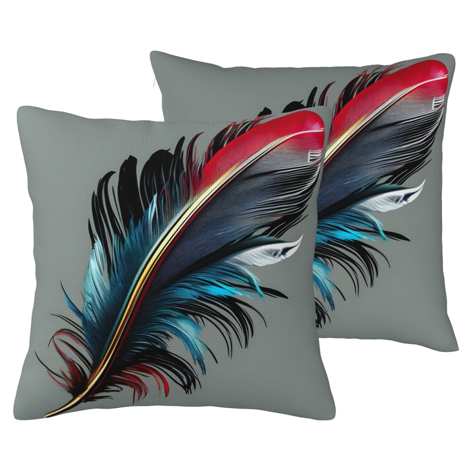 Housses de coussin en lin plumes lot de 2 pour décoration de salon et canapé
