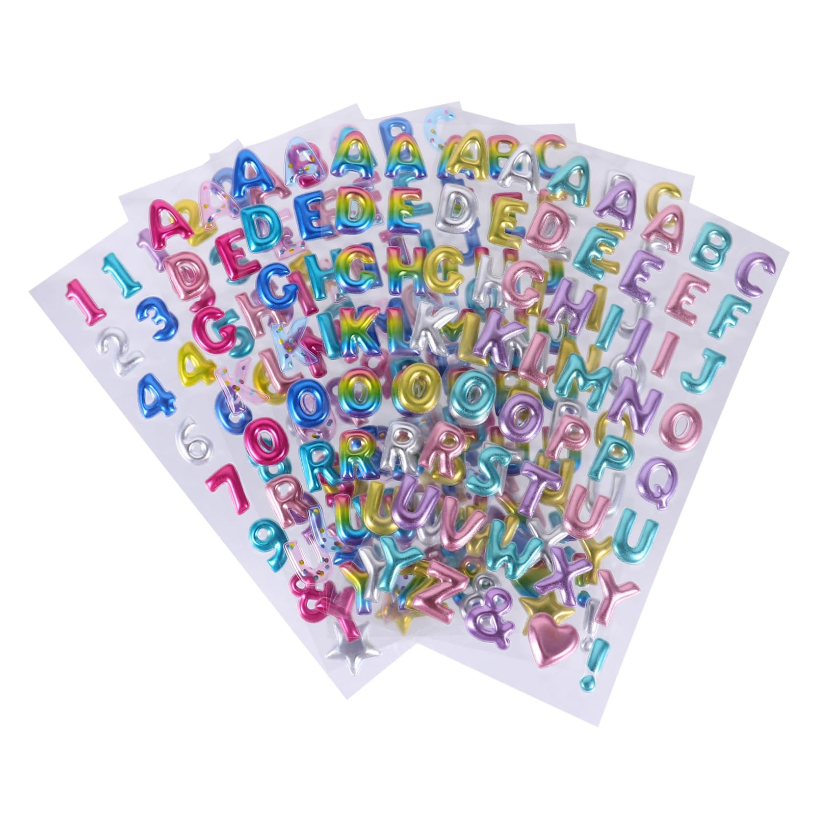 KONTONTY 6 Hojas Pegatinas 3D números pegatinas hoja de oro pegatinas journaling stickers pegatinas manualidades gracias pegatinas de letras brillantes brillo de dibujos animados pegatinas