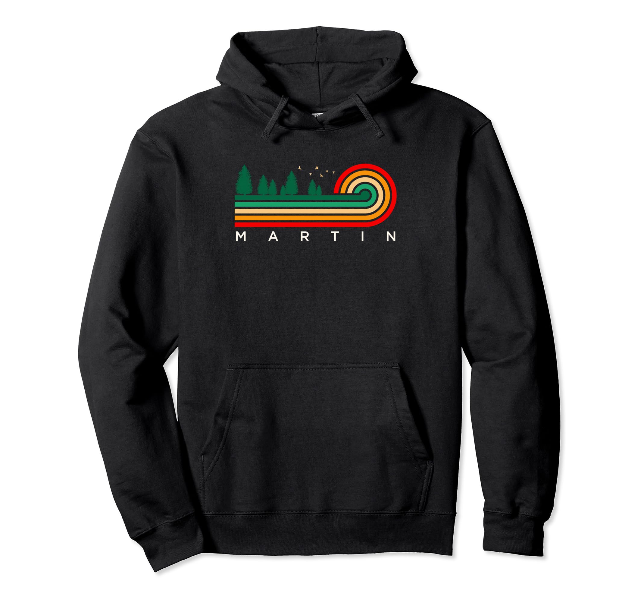 Evergreen Vintage Stripes Martin, New Hampshire Pullover Hoodie