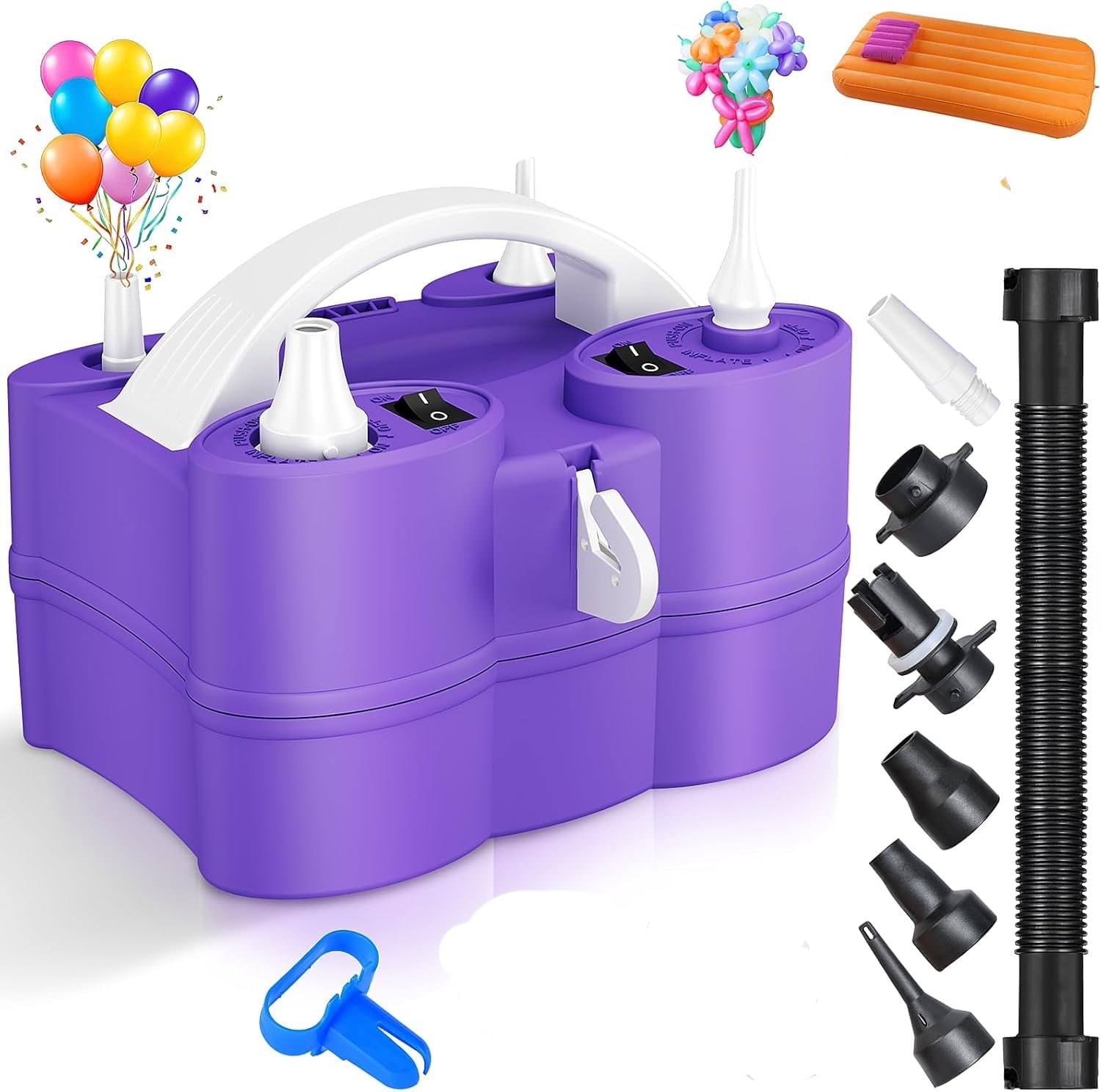 Bomba de globo portátil, bomba de balón eléctrica, bomba de aire portátil 3 en 1 para globos e inflables, deflador inflador rápido para carrozas de piscina, colchón de aire, decoraciones de fiesta de