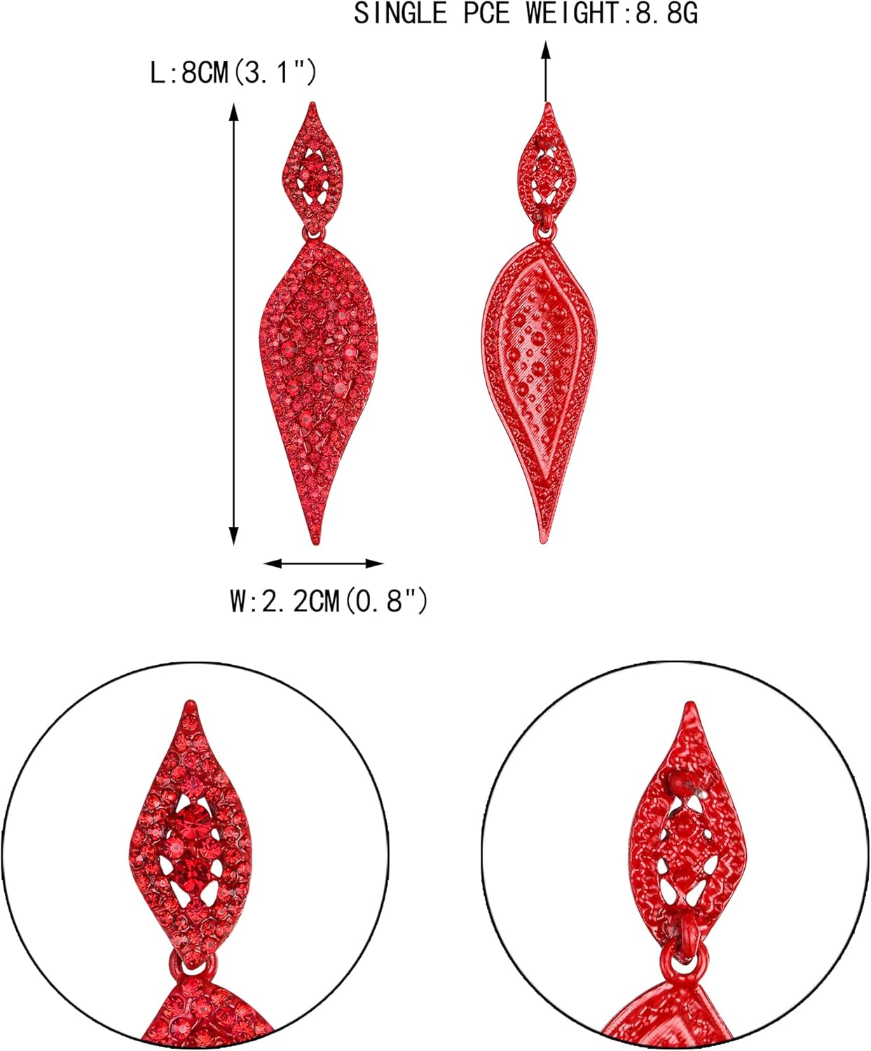 EVER FAITH 2 Leaf Round Full Crystal Art Deco Bridal Pierced Dangle Chandelier Earrings for Women - Image 5