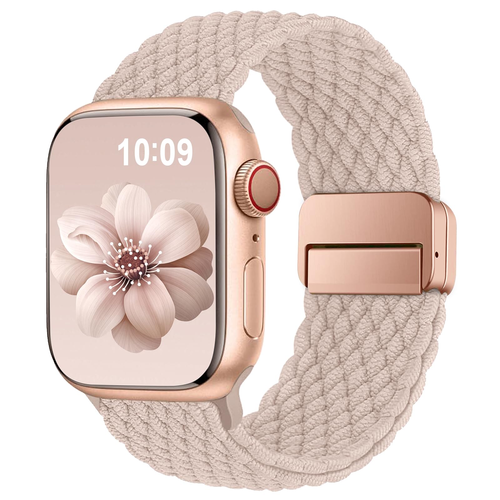 Higgs Geflochtenes Armband Kompatibel mit Apple Watch 40mm 41mm 42mm 38mm Damen Herren, Magnetisch Verschluss Elastisch Stoff Sport Nylon Armbänder für iWatch SE 3/2/1 Series 11 10 9 8 7 6 5 4 3 2 1