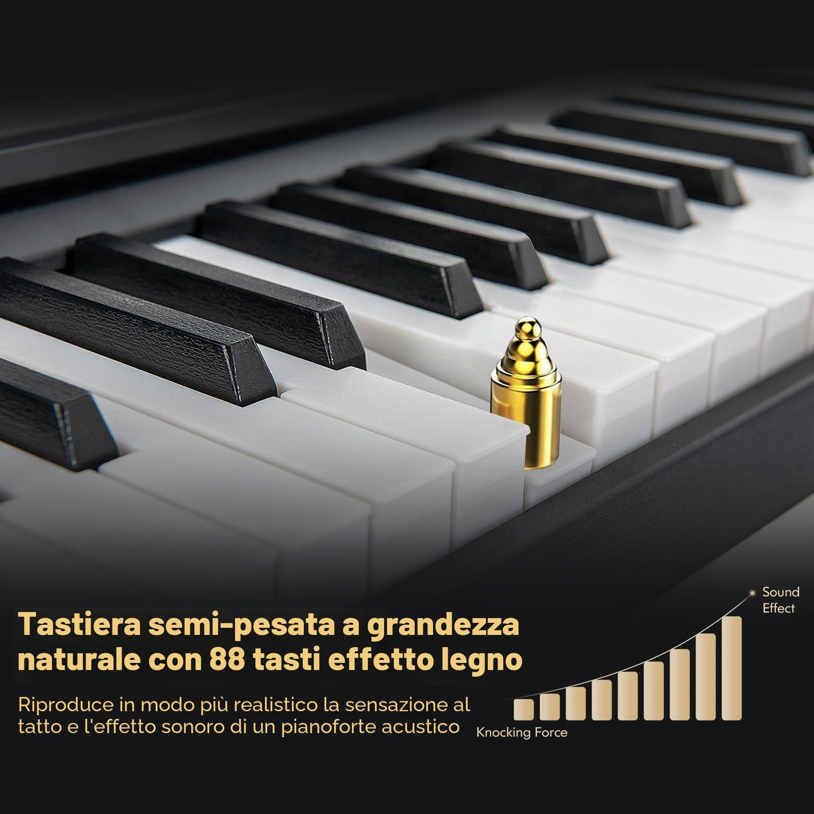KOMFOTTEU Pianoforte Digitale 88 Tasti, 1000 Suoni e Ritmi, 20 Canzoni Demo, Tastiera Semi-ponderata, Pianoforte Elettronico con Illuminazione a LED Tastiera, Borsa di Conservazione, USB/Bluetooth
