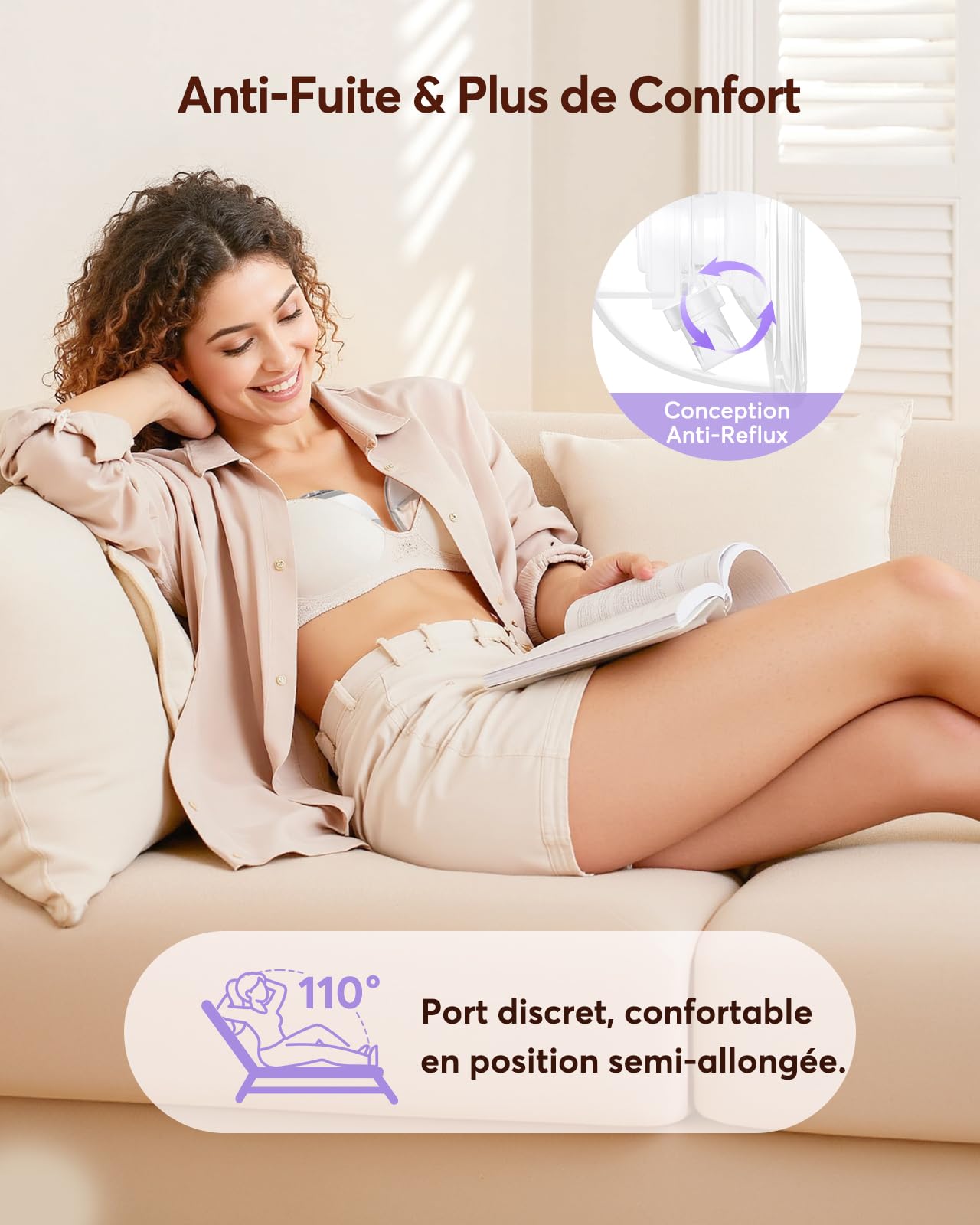 Haokoo K9 Tire Lait Electrique Main Libre – avec capuchon anti-poussière, Portable et Anti-Fuite, Aspiration Puissante