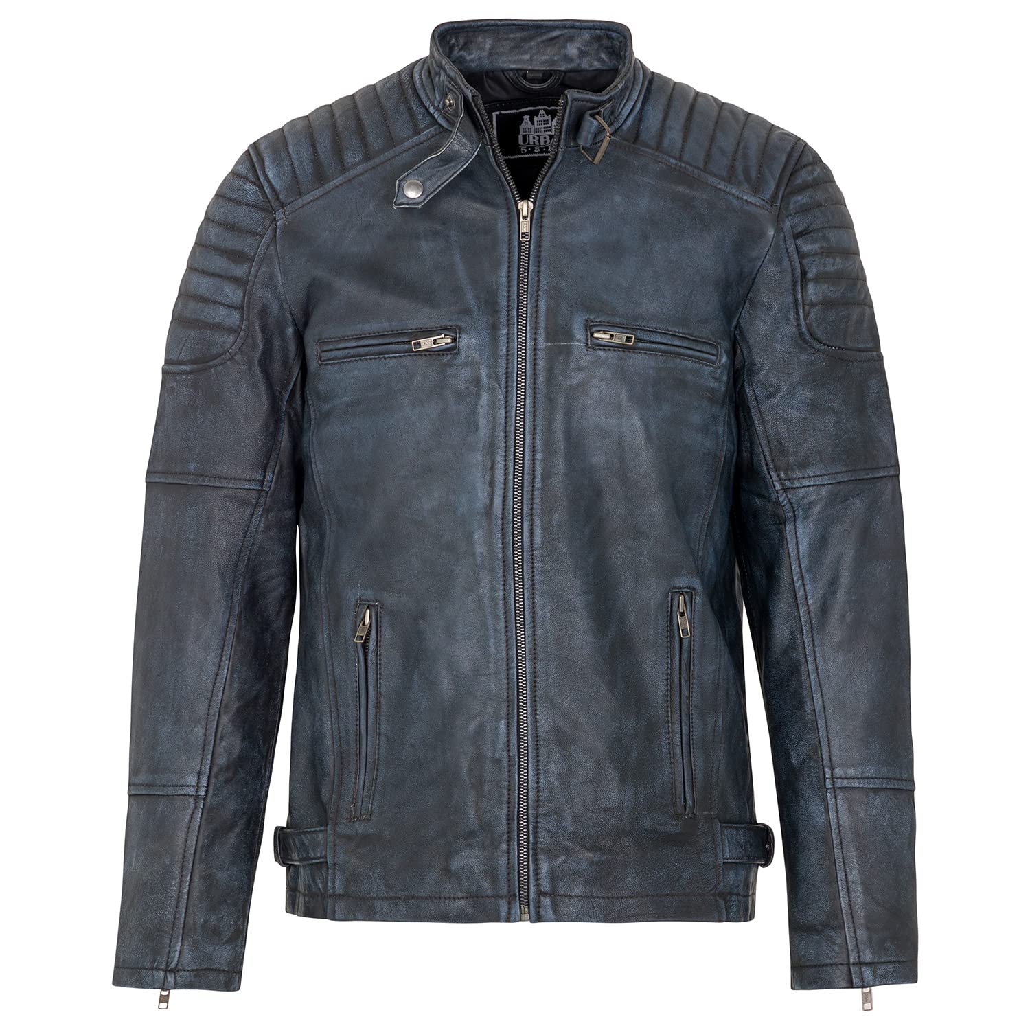 URBAN 5884 Ralf Men's Jacket, Soft and Durable Genuine Sheepskin Jacket, denim, M