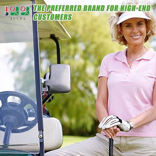 Miniatura 2 de 10L0L Espejos laterales universales para carrito de golf Yamaha Club Car, EZGO, espejo retrovisor lateral plegable extra ancho de 180 grados grandes