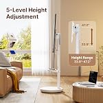 Heavy Duty Rolling TV Stand for 37-86 Inch TV up to 110 lbs, Height Adjustable Mobile TV Cart with Wheels for Office, Living Room & Conference, Portrait to Landscape, Shelf & Cable Management, Max VESA 600x400mm (White)