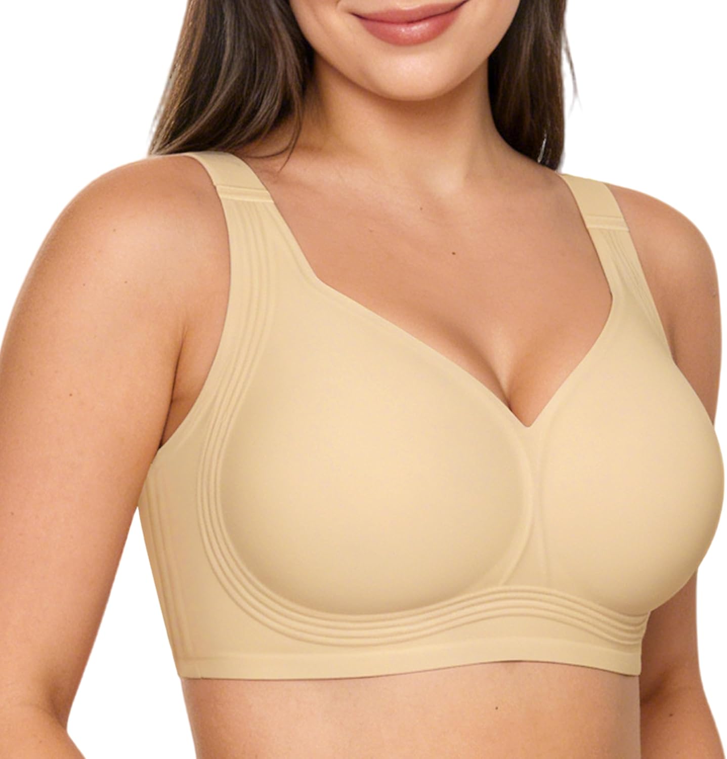 Womens Wireless Bras Push Up Bra Plus Size No Underwire Deep V Bras for Women Full Coverage Back Smoothing Sports Bra