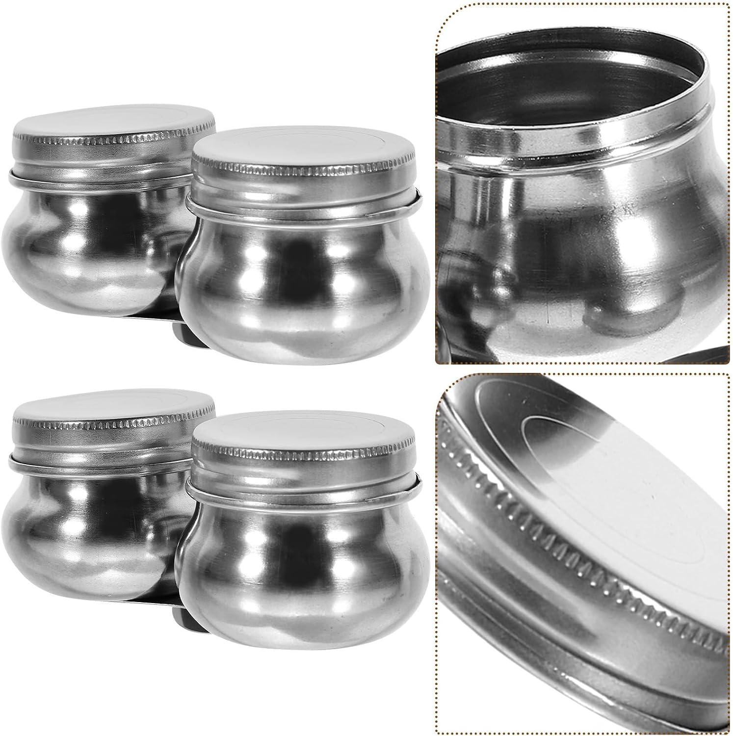 WOONEKY 2pcs Stainless Steel Dipper Palette Cups with Lid Double Hole Oil Painting Brush Cleaning Pots for Artists Portable Paint Mixing and Watercolor Use