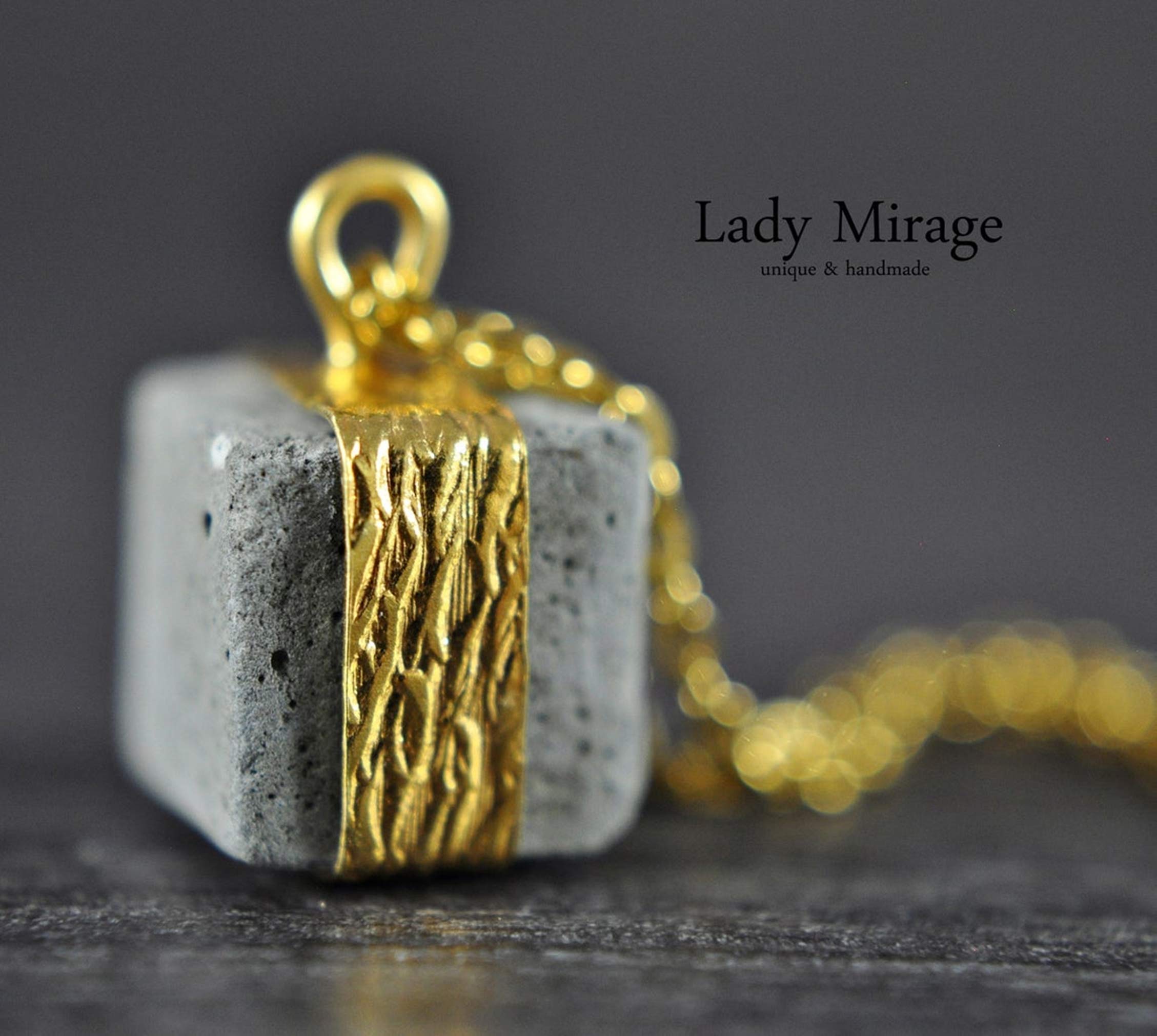 Set de regalo | Concreto Servicio de regalo incl. Latón | Chapado en oro | Regalo de joyería | Navidad | Hecho a mano | Regalo para mujeres | Cubo | Único