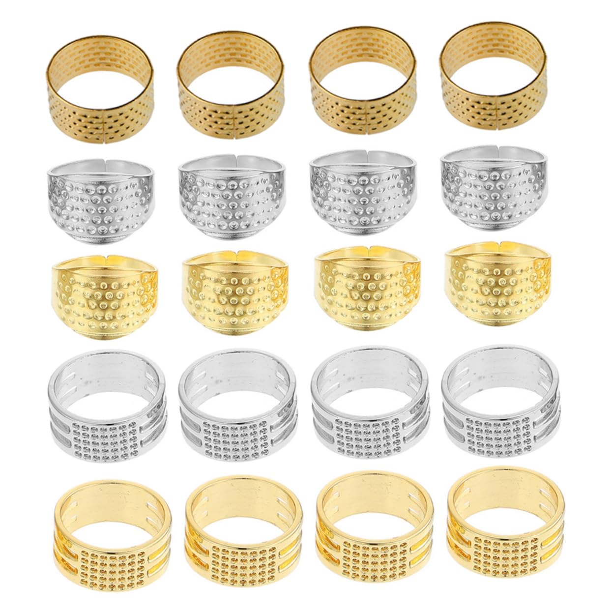 Lurrose 4 Set di Ditale da Cucito con Apertura in Rame Robusto Ditale da Cucito Portatile per Trapuntatura Protegge Le Dita Dallago Facile da Usare 20 Pezzi * 4
