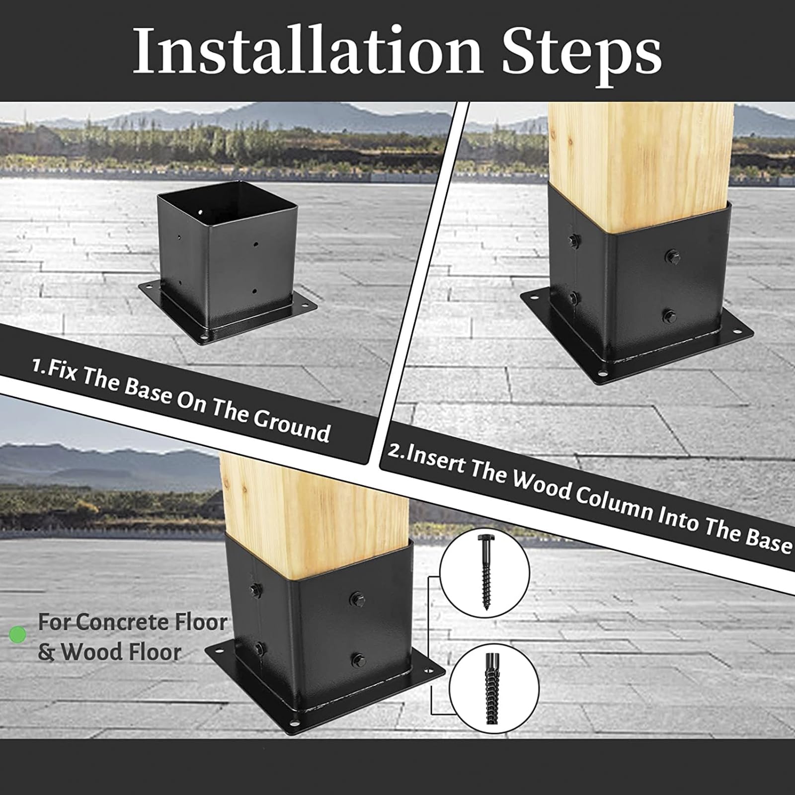 Soportes Para Postes Ajustables - Juego De 4 Piezas, Metal, Para Postes 2x4, 4x4 Y 6x6, Ideal Para Terrazas, Pérgolas Y Vallas