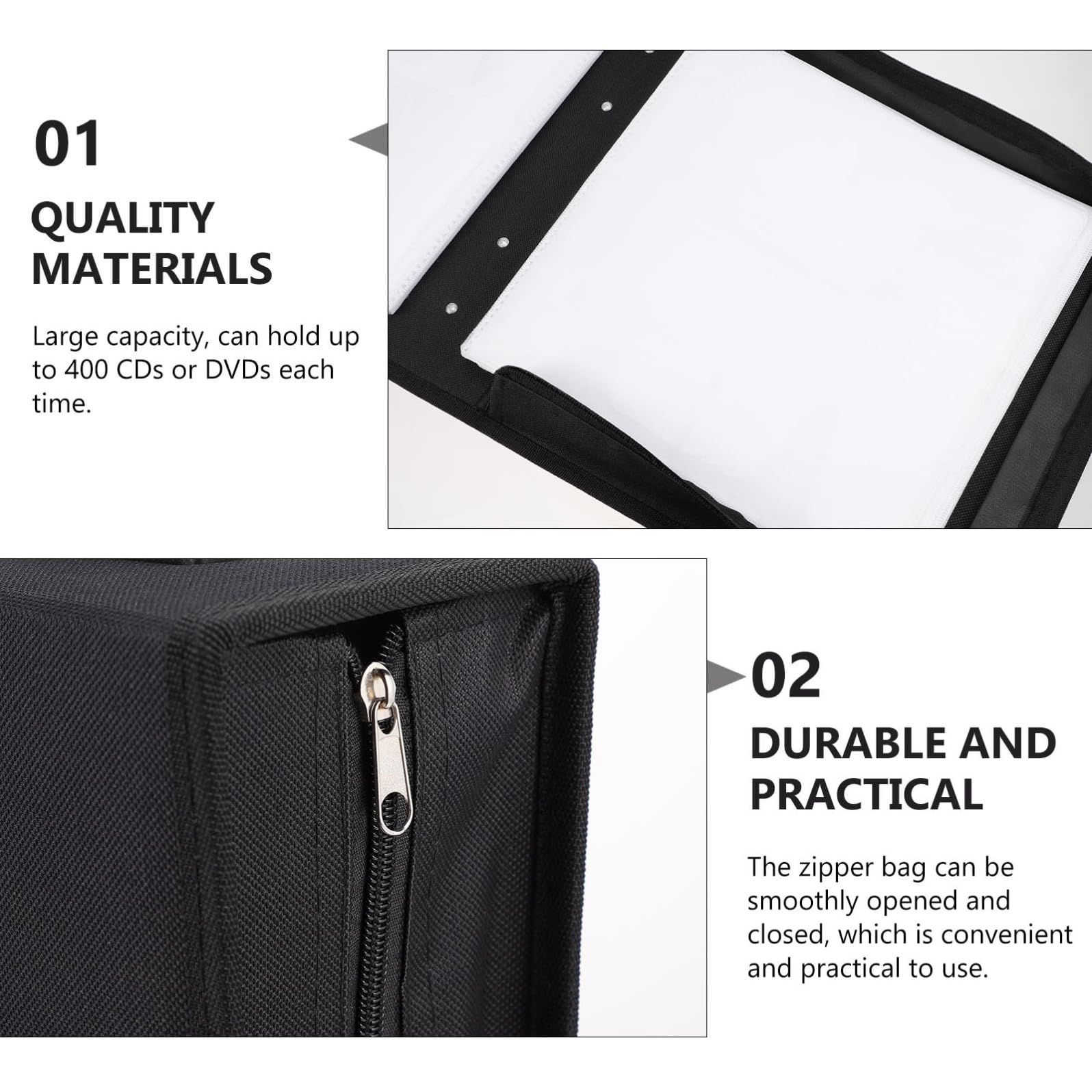 Happyyami Custodia Porta CD e Dvd 240 Pezzi Oxford Manico, Borsa Portatile Grande Capacità per Organizzatore e Trasporto di Dischi