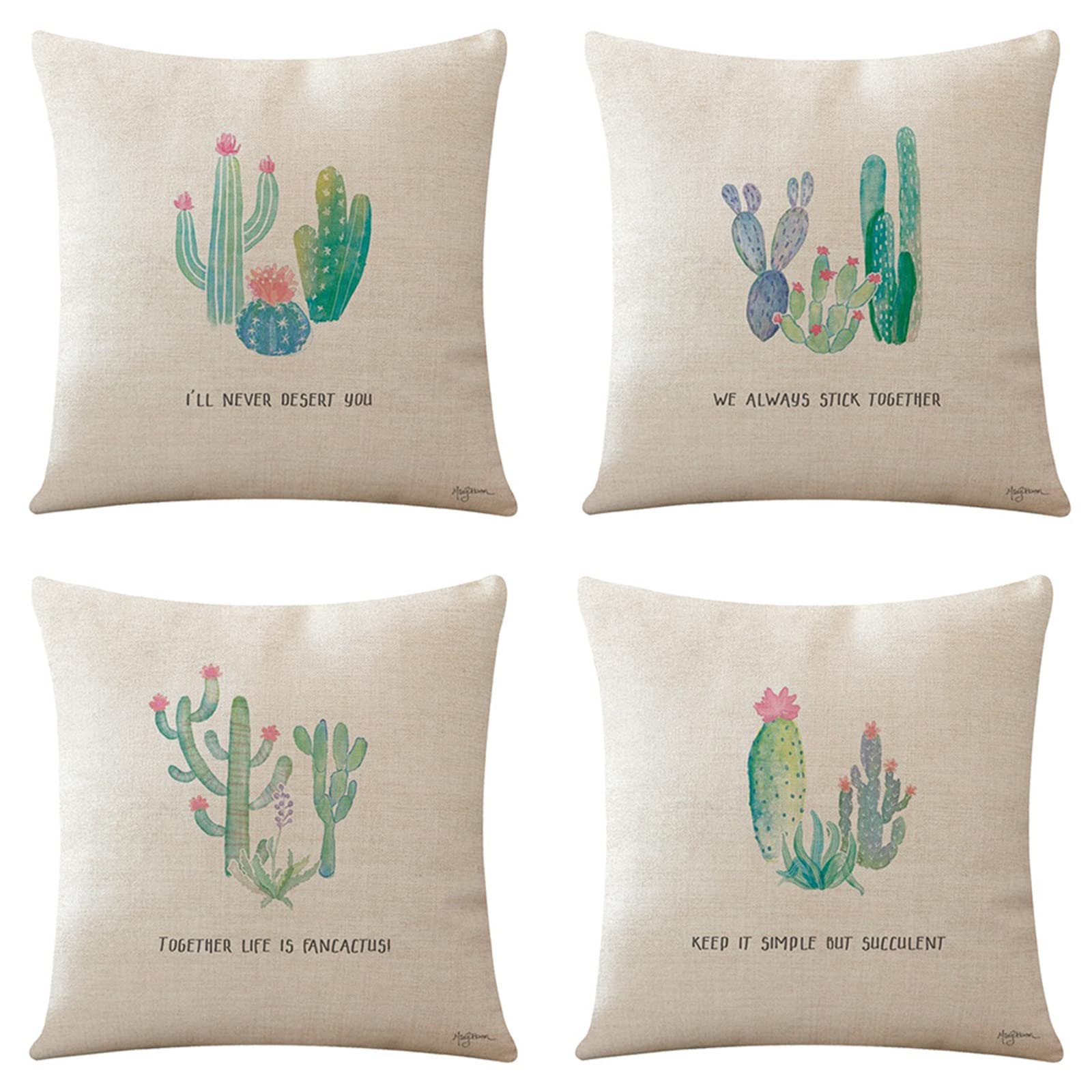 Lot de 4 housses de coussin 45x45 taie d'oreiller carré décorative maison voiture et canapé