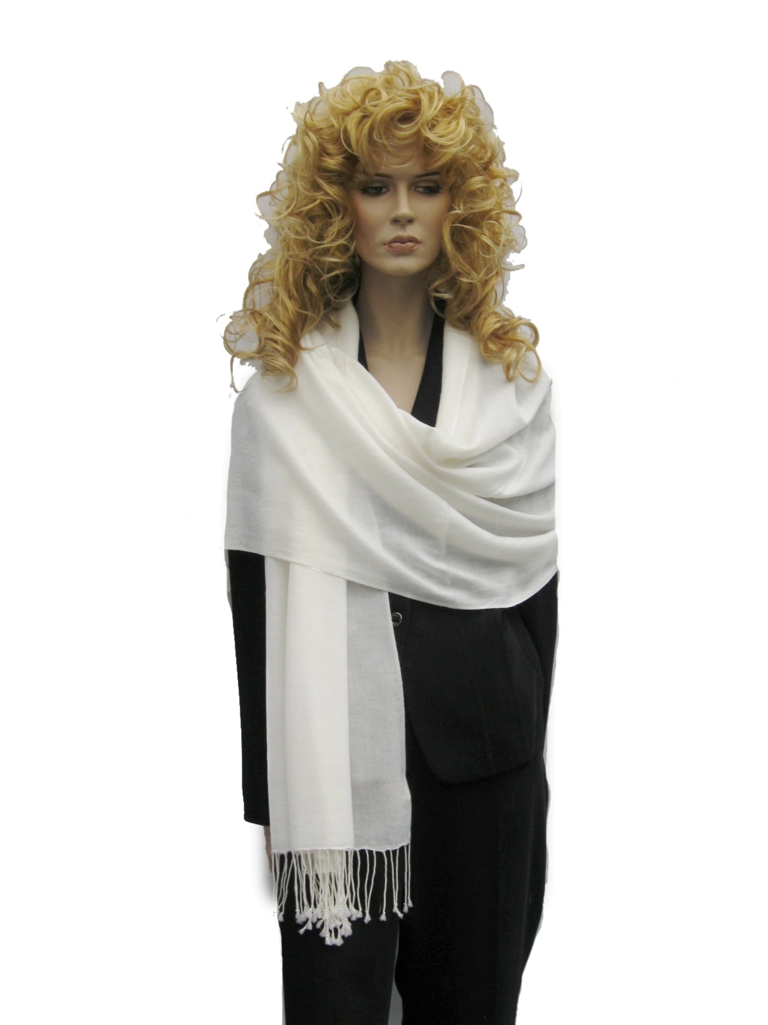 Cashmere Pashmina Group: Solid Pashmina Scarf, Shawl, Wrap & Stole(Regular Size) Ivory