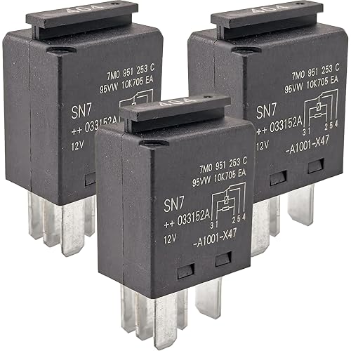 3-Pack 404 Relay 7M0951253C 95VW10K705EA A1001-X47-40A 12VDC 5-Pin SPDT Automotive