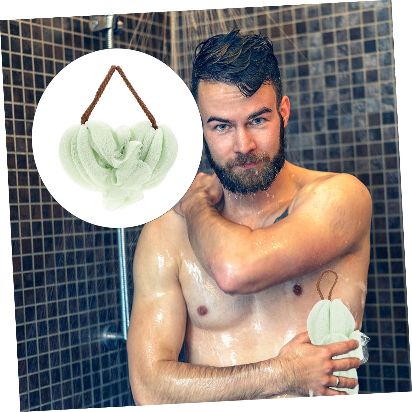 Ipetboom 2Pcs Long Back Scrub Towels Exfoliating Bath Flowers for Deep Cleansing Soft Material for Shower Use Easy to Hang Bath Supply for Skin Care