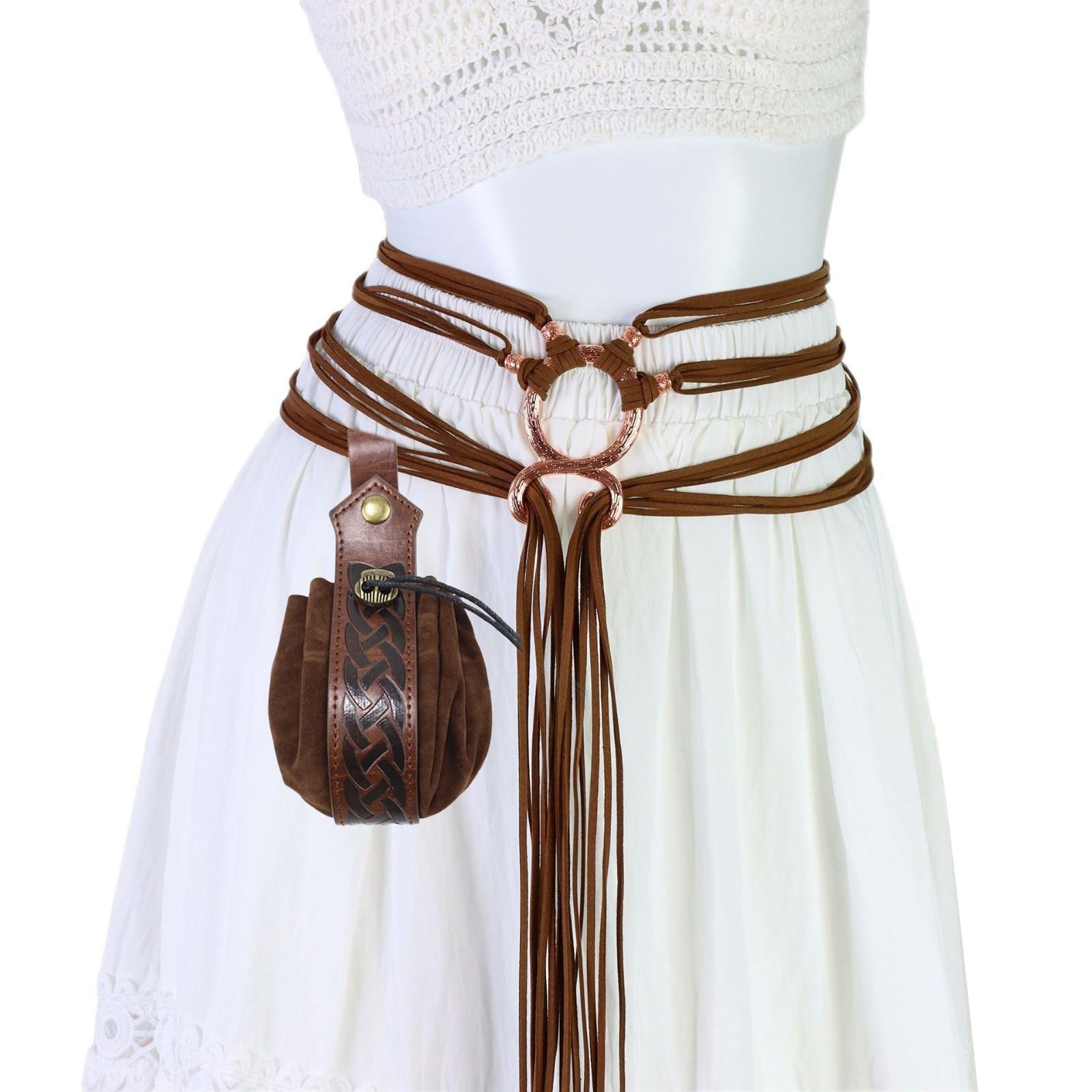 MICFENY Nordic Waist Cincher Belt With WaistPack PU Leather Pocket Belt For LARP Cosplay Costume Event Witch Dressingup Props