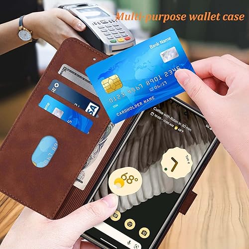 Miniatura 2 de Funda para Pixel 7a, cartera para Google Pixel 7a, ranuras para tarjetero, correa de muñeca de poliuretano termoplástico, funda de piel sintética