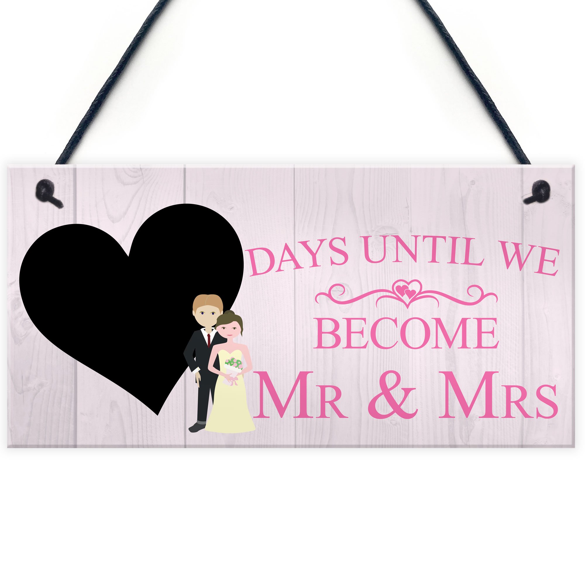 Red Ocean Countdown Days Until Mr & Mrs Couple Chalkboard Wedding Engagement Gift Sign