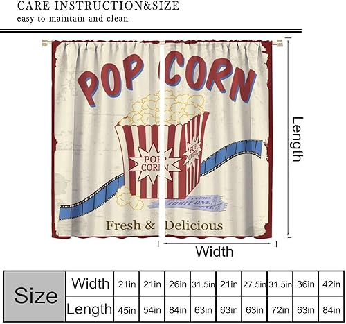 Miniatura 25 de Cortinas opacas para cine en casa, diseño retro moderno, tiras de película de palomitas de maíz para cámara de película, bolsillo para barra,