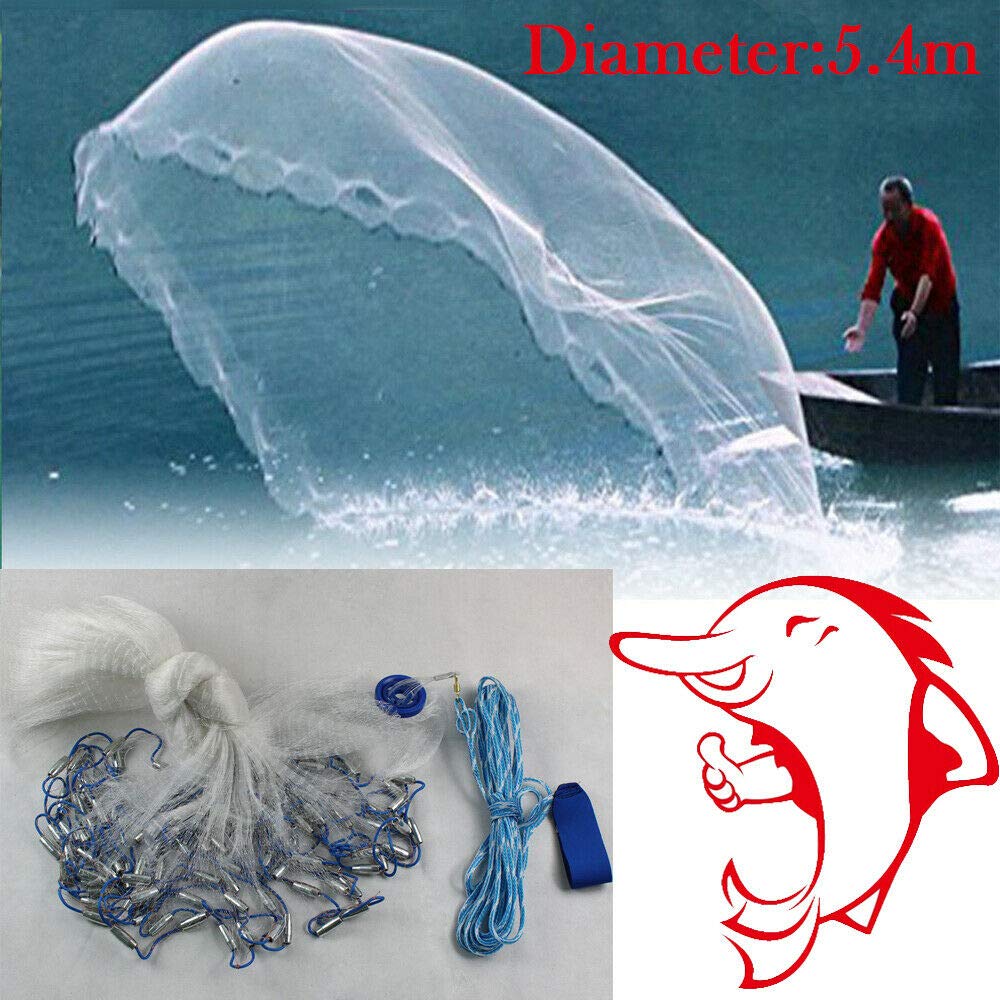 Rete da pesca, semplice rete da lanciare acqua dolce, diametro attrezzatura da pesca, con deconcentratore, cavo a piombo, 2,5 kg
