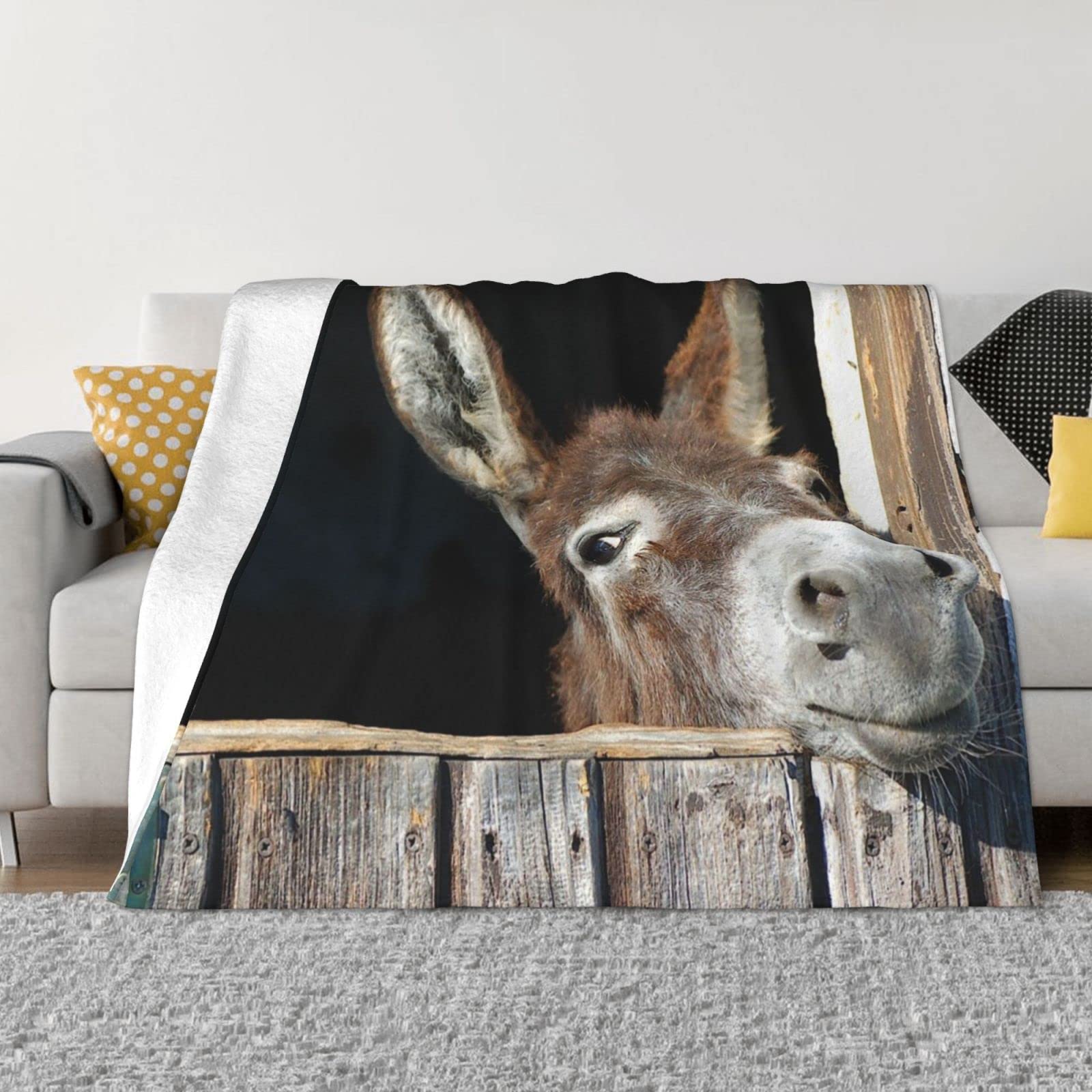 Couverture épaisse ultra douce flanelle Funny Donkey de qualité