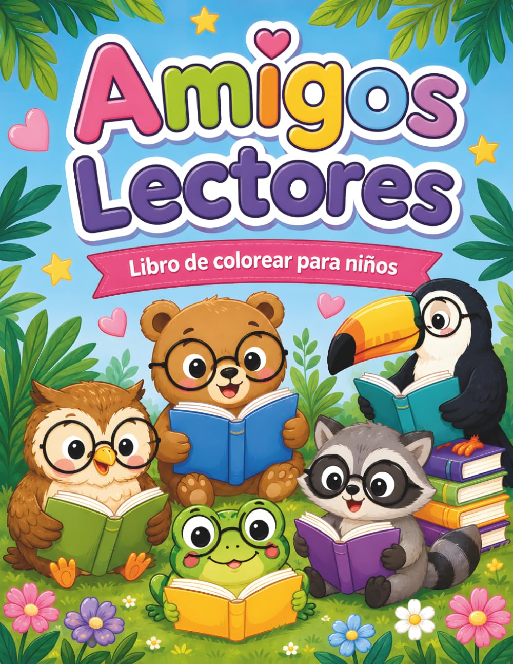 Amigos Lectores: Libro de colorear para niños