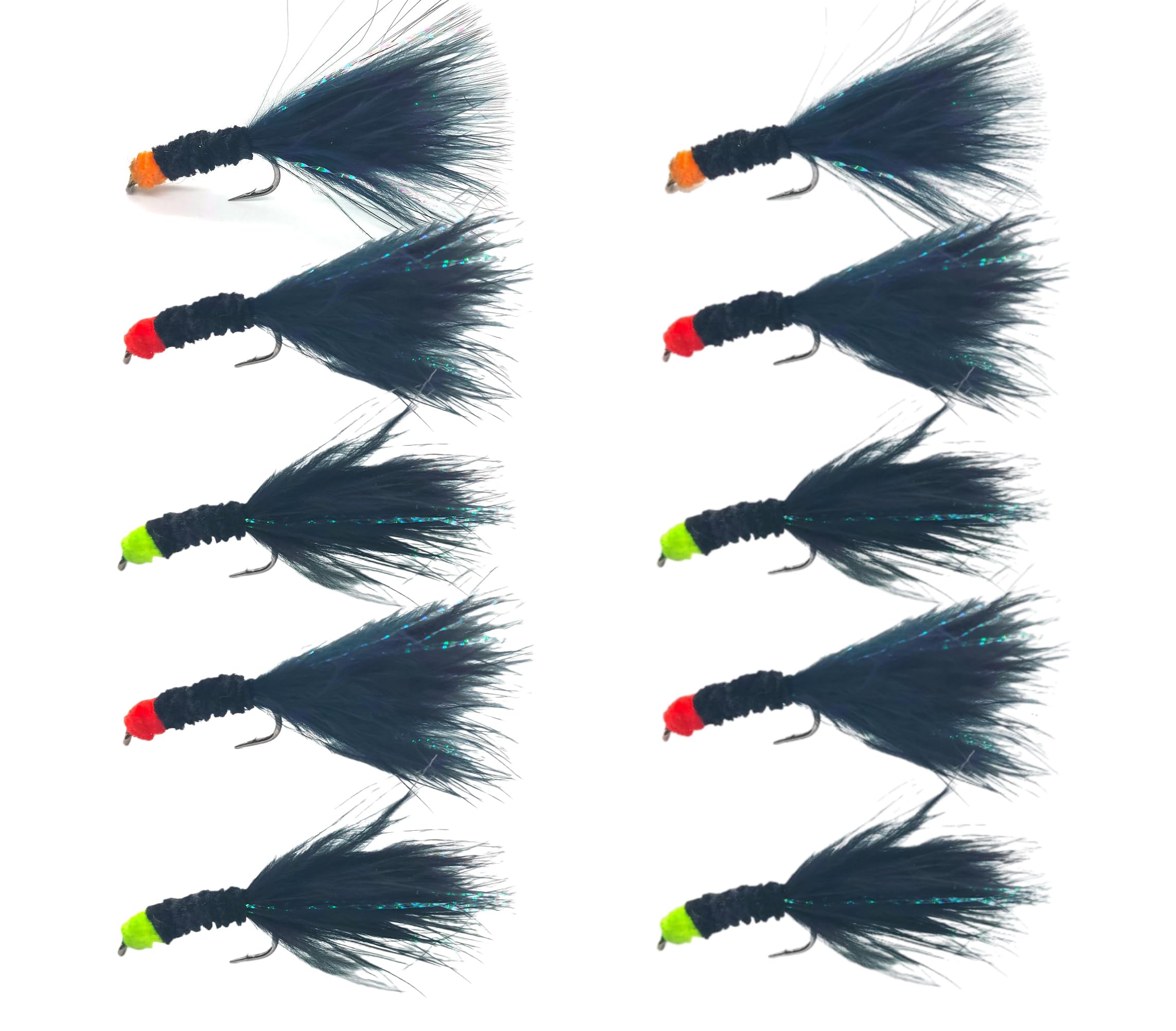 KTGCOZS Pack of 10 4# Egg Sucking Leech Fly Black Trout Fishing Streamer Flies Bugger Lures Baits