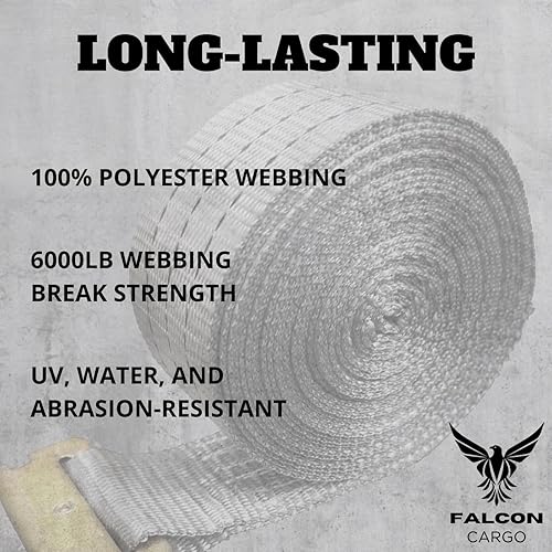 Miniatura 4 de Correa de trinquete E-Track de 2 pulgadas x 22 pies (4 unidades) - 1460 libras WLL - resistente, plataforma plana, amarre de camión