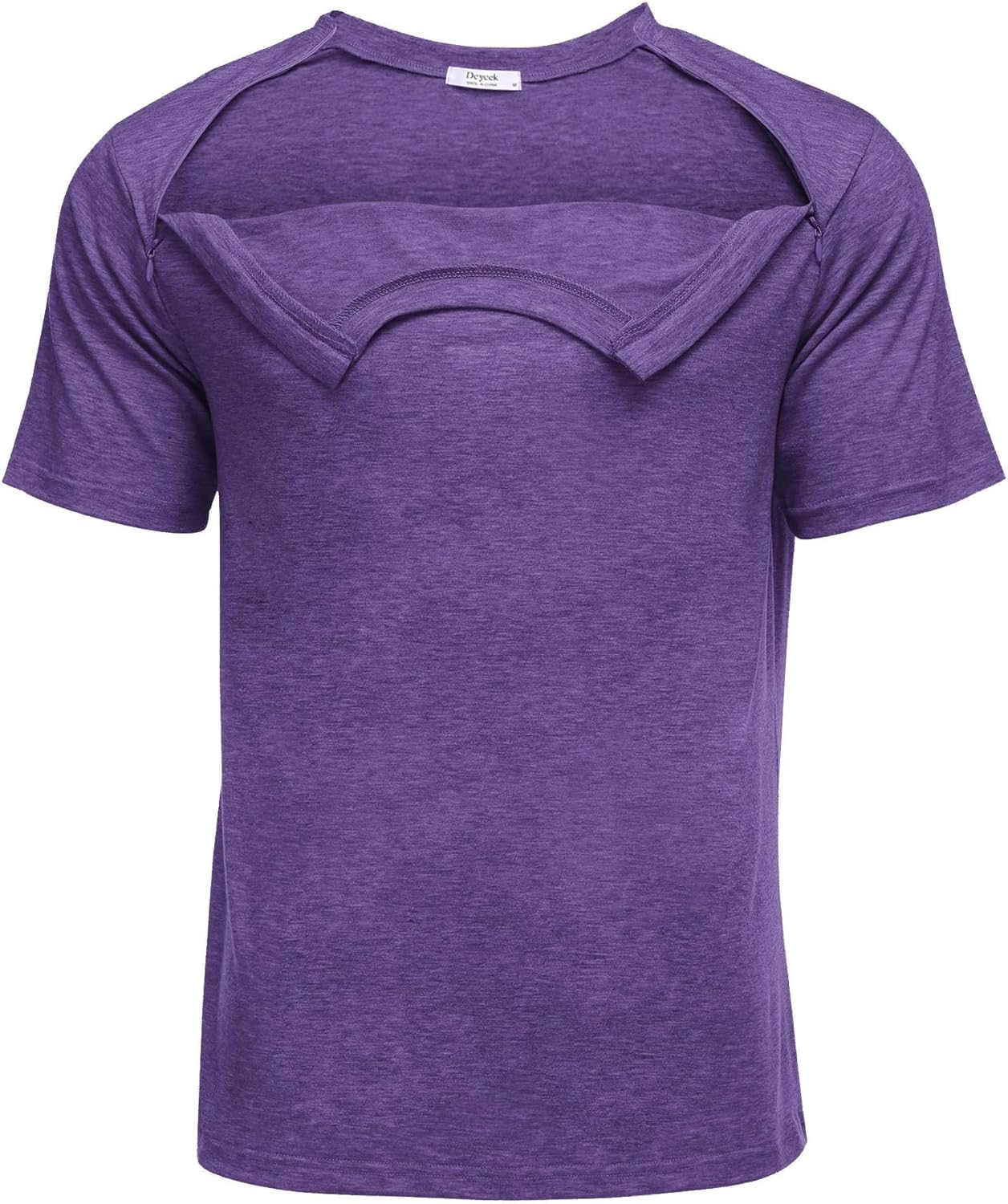 Deyeek Unisex Chemo Port Shirts Post Shoulder Surgery Recovery Shirts Tear Away Side Zippers Off Full Open Chemo Clothing
