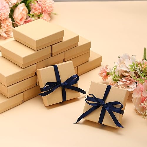 Miniatura 4 de Tenceur 60 cajas de regalo de joyería de 3.5 x 3.5 x 1 pulgadas, cajas de joyería de cartón, pequeñas cajas de regalo para joyas, aretes, collares