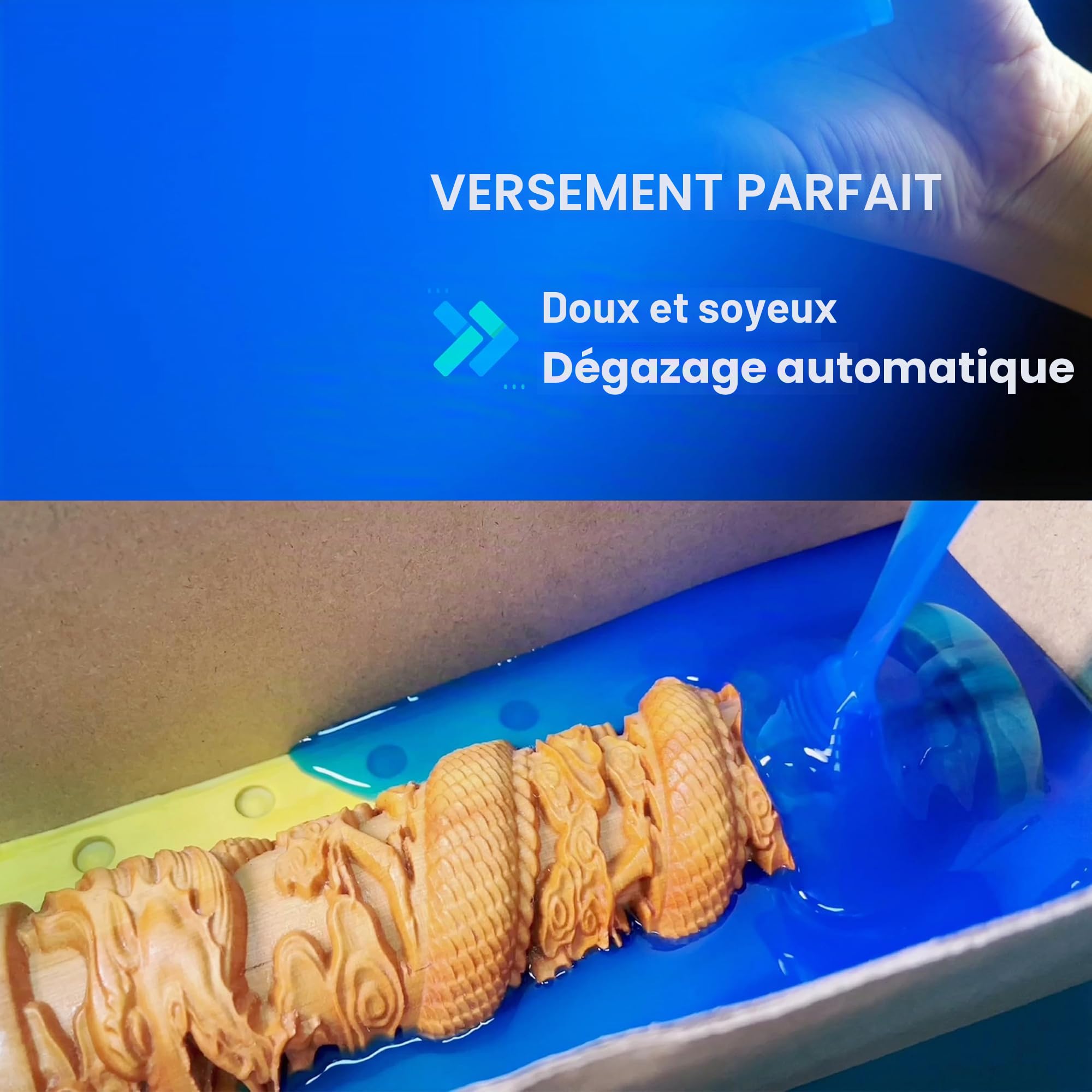 BBDINO Kit de fabrication de moules en silicone 30 A, silicone liquide pour la fabrication de moules 2000 g Bleu saphir, auto-dégazage de qualité platine 1A :1B, idéal pour mouler des moules en