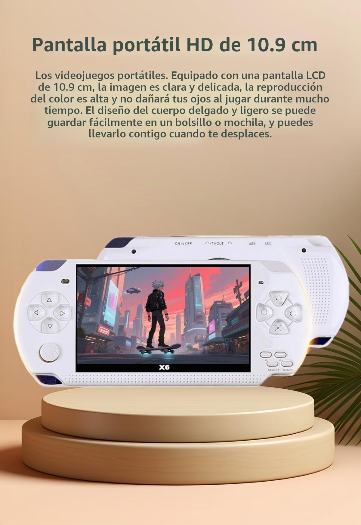 Consola de Juegos portátil Retro YHFITN de 4,3 Pulgadas: Juegos clásicos Integrados, Reproductor de Videojuegos portátil con conexión a TV, batería Recargable y expansión de Tarjeta TF. (Black)