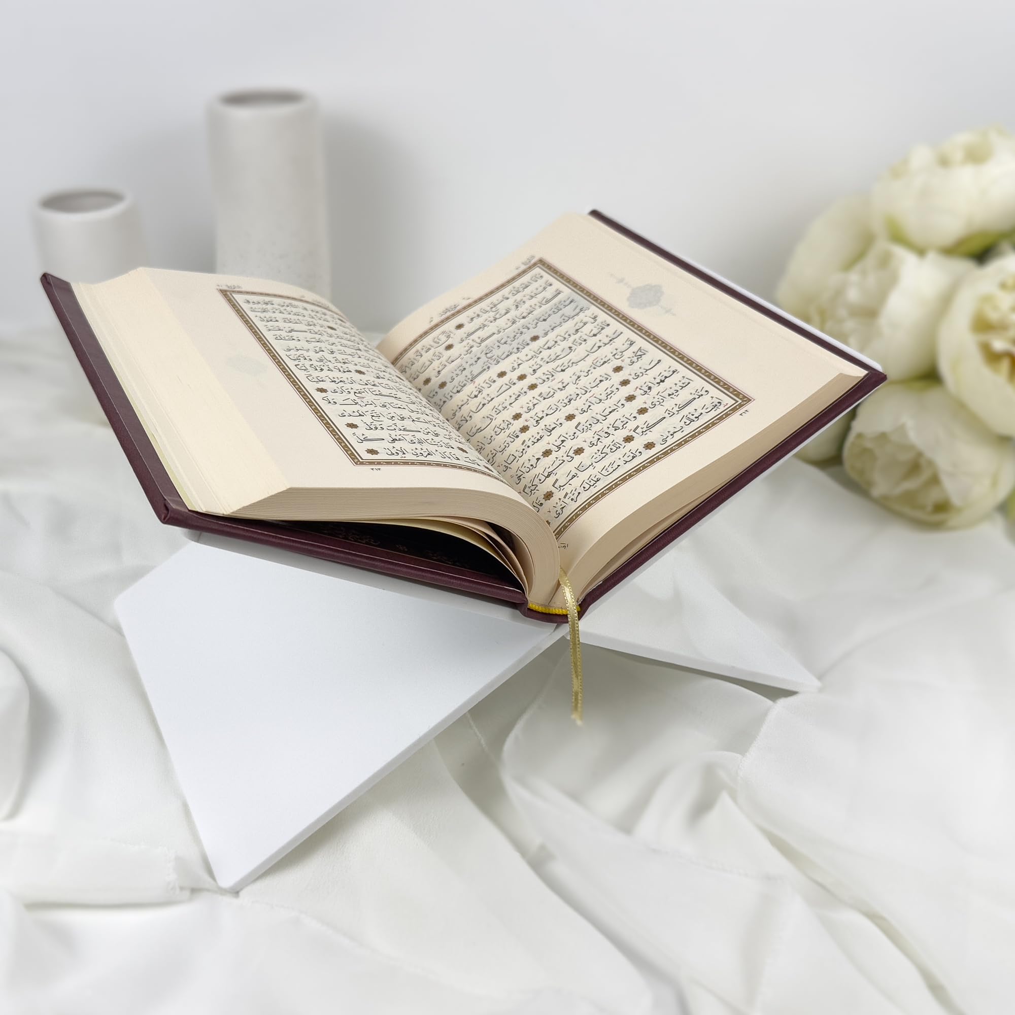 Support de Coran | Table de lecture coranique blanc et or - Cadeau islamique unique et élégant | Cadeau de mariage islamique - Cadeau Ramadan et Aïd