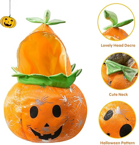 Miniatura 5 de Otunrues Disfraz de calabaza para perro, gato, Halloween, Chucky, trajes de cosplay para mascotas, ropa divertida para mascotas, ropa linda para